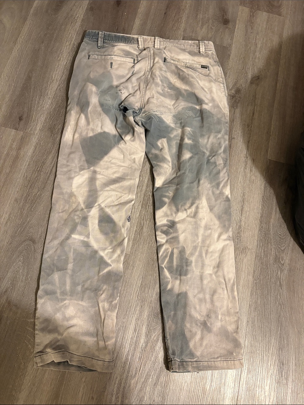 Volcom Men's Tan Chinos with Faded Gray Patina